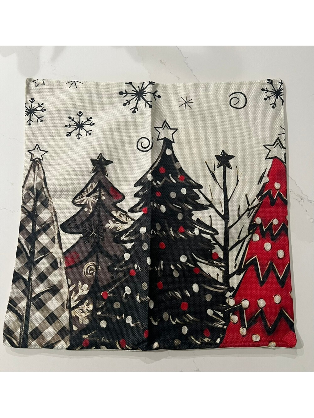Merry & Bright Christmas Pillow Covers, Red & Black Plaid Set of 4